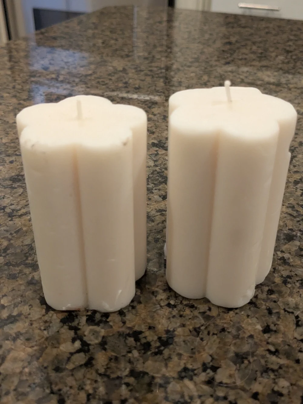 White Flower Decorative Pillar Candles -